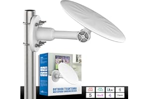 SZKALAK Outdoor TV Aerial - Outdoor HD Digital TV Aerial, Long Range Smart TV Aerial, Support Freeview Aerial/4K/1080P All TV, Attic or Outdoor, Weather Resistant, 32.8ft Cable(White)