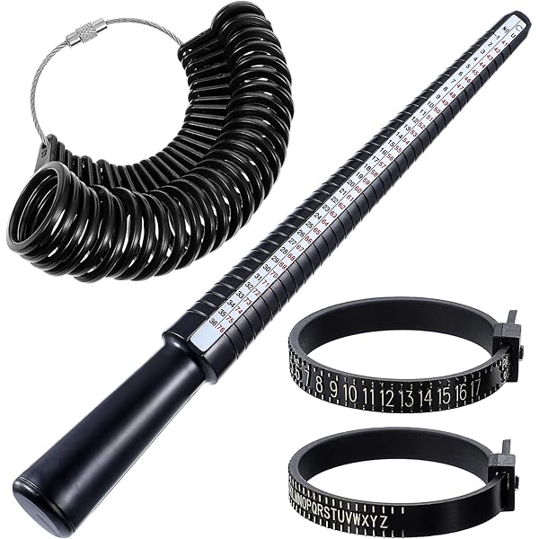 7-tlg Ringgrößen Messer Set - Ringmaßband & Ringstock Für Juweliere