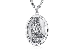 ADMETUS Collana in argento Sterling 925 con ciondolo a forma di santo patrono | Collana con amuleto a croce da uomo con catena rolò da 2,5 mm 55,9 cm + 5,1 cm