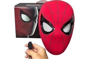 GERRIT Spider Hero Mask Remote Control Movable Mechanical Eyes, Realistic Spider Super Hero Full Mask Moving Lenses Cosplay, Wearable Movie Prop Mask Great Gift for Man and Kids