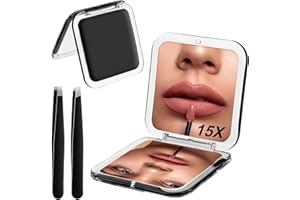 Leikedun Espejo de Aumento 15X y Maquillaje, Plegable 2 Caras, Espejo Pequeño Portátil para Viaje, para Bolso, Cartera, Oficina y Hogar, Mujeres