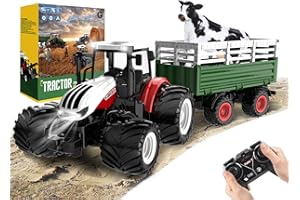 Tracteur Enfant RC Tracteur Jouet Tracteur Telecommandé Enfant Télécommandée Véhicule 2.4 GHz 1:24 Jouet Camion pour Enfants à partir de 5 6 7 8 9 10 Ans