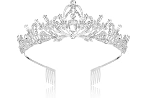 Makone Tiara Corona di Cristallo, Diadema con Strass Pettine per Donna per la Cerimonia Nuziale Coroncina Prom Dresses Pageants Princess Compleanno Parties Crown
