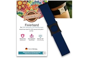 ‎DIASTICKER Diasticker® | Freestyle Libre 3 - Fixierband | Flexibel - Wasserfest - Starker Halt | Sensor-Schutz, Fixierung für Freestyle Libre Sensor | Halter: Schwarz (Large: 35-45 cm, Marine)