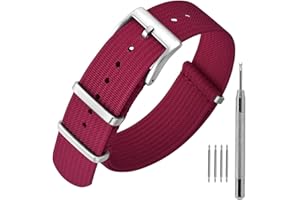 ANNEFIT Bracelet de Montre en Nylon avec Boucle en Acier Inoxydable, Sport Bande de Remplacement 16mm 18mm 20mm 22mm