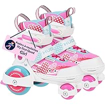 HUDORA My First Quad LED Girl/Boy En Différentes Tailles- Patins à Roulettes Haute Qualité Avec LED - Confortables & Réglables Sur 4 Tailles - Rolleurs Stylés Pour Garçons & Filles Jusqu'à 20kg