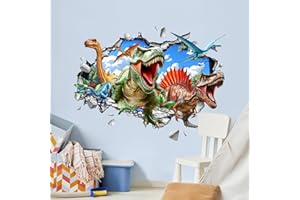 DECVICTOR Pegatinas de Pared Dinosaurio 3D, Vinilos Decorativos Pared Rompe la pared Parque de dinosaurios, Adesivos Paredes Decoración para Habitación Infantil Dormitorio ludoteca