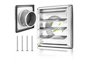 Yooler Ø125mm Edelstahl Lüftungsgitter mit Rückschlagklappe, Insektenschutzgitter, Bewegliche Lamellen, Gehäuse Lüftungsgitter Für VMC-Rohr und Abdeckung Dunstabzug Außen Mit Kautschuk-Dichtung