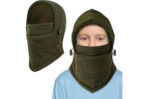 TAGVO Sturmhaube Winter Kinder 4-10 Jahre, Antistatisch Warm Fleece Skimaske mit Kordelzug, Atmungsaktiv Elastizität Balaclava Nackenwärmer Hals Gaiter für Jungen und Mädchen Outdoor-Aktivitäten