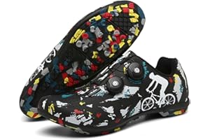 RHSMQ Zapatillas De Ciclismo para Hombre, Al Aire Libre SPD MTB Deportes Autobloqueo Bicicleta De Carretera Zapatos Deportivos Carreras Zapatos De Bicicleta para Mujer Férula Plana Montaña(43, Black)