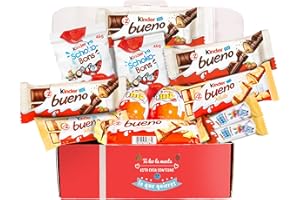 IMPERIAL COAST Caja regalo de chocolates original para cumpleaños niños pareja, Kinder Bueno Chocolate y Blanco, Happy Hippo, Kinder Joy, Schoko Bons, Pack caja regalo para navidad, Cartón reciclable