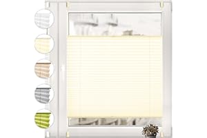 Sonello Estor Cortina Plisada sin taladrar 35cm x 100cm Crema, Cortina Enrollable Plisado Cortina Plisada para Puerta y Ventana persianas protección de la intimidad protección Solar estores palisados