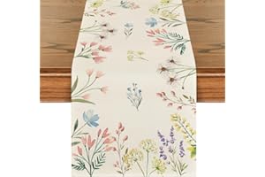 Artoid Mode Pflanzen Blumen Frühling Tischläufer, Saisonnal Sommer Küche Tisch Dekoration Drinnen Urlaub Party Dekor 40x140 cm