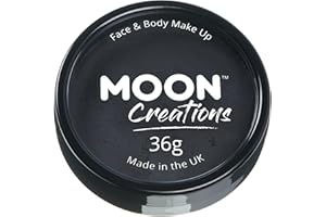 Moon Creations Maquillage professionnel visage et corps | Moules à gâteaux professionnels avec peinture colorée pour maquillage | pour enfants, adultes, festival, Halloween, noir, 36 g