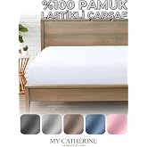 Lastikli &Ccedil;arşaf%100 Pamuk Tek ve &Ccedil;ift Kişilik - Penye Kumaş L&uuml;ks Konfor Yumuşaklık ve Dayanıklılık Beyaz-90 x 190