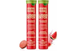 THE VITAMIN FACTORY NAC Supplement - N-Acetyl-Cysteine 600mg for Lung Detox & Gym Support | Watermelon Flavour | NAC N-Acetyl-Cysteine for Glutathione | Effervescent NAC for Men & Women (Pack of 2, Watermelon)