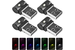 Aicharynic USB Auto Led Innenbeleuchtung, 4 Stück Mini USB Licht USB Led Beleuchtung Auto Umgebungslicht 6 Farben Einstellbar Innenraum Ambientebeleuchtung für Auto Laptop Mobile Stromversorgung