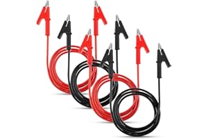 DIVINA VITAE 4 Stück 14 Gauge Krokodilklemmen Mit Kabel Silikon Messleitungen, Krokodilklemme Mit Drähten Für Multimeter,15a Dual Endete Krokodil Draht Kabel Mit Isolatoren Clips Für Elektrische Prüfungen (1 M)