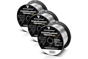 STAHLWERK MIG MAG Premium Schweißdraht - Fülldraht 3er Set E71T-GS Ø 0,9 mm S100/ D100 Drahtrolle mit 0,9 kg/Flux-Fülldraht