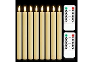 MeYuxg Set di 8 Candele LED, Candele finte Fiamma Oscillante con Funzione Timer, Candela 3D Elettrica con Fiamma, Candele da Finestra per la decorazione di Natale Matrimonio Festa