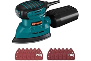 DOVAMAN DLS03A Detail Sander, 130W Palm Sander Tool, up to 12000RPM, with 12PCS Sandpaper, with Efficient Dust Collection System, Electric Sanders for Wood and Steel Surfaces