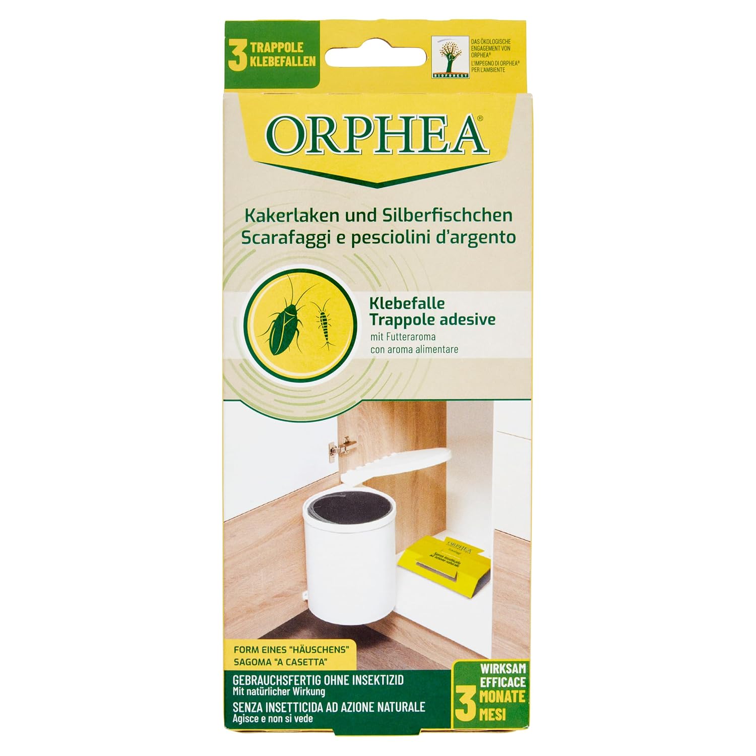 Orphea, Trappola Scarafaggi e Pesciolini d'Argento, Effetto a Lunga Durata, senza Insetticidi, per Pesci d'Argento