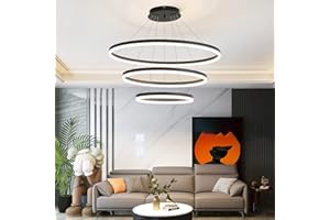 Mikeru 40cm+60cm+80cm Lampadario Moderno Rotondo Dimmerabile Da 10% a 100% Con Telecomando E Funzione Memoria 3 Luci a Colori 3000k/4500k/6000k per Cucina, Interni