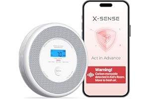 X-Sense Wi-Fi Combination Smoke and Carbon Monoxide Alarm with English Voice Alerts, Smart Smoke Alarm for Home with Replaceable Battery, XP0A-iR, 1-Pack