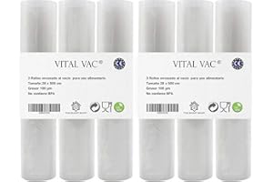 VITAL VAC 6x Rotolo Sottovuoto Goffrato 28x500 cm | Per Sous Vide e Conservazione Degli Alimenti | Compatibile con Foodsaver, Macom, Bonsenkitchen, ACTOPP, Aobosi...