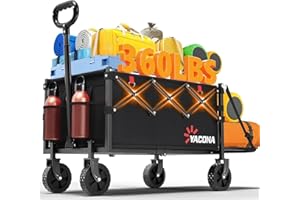 GT GETCO TECH Bollerwagen Faltbar 360lbs Schwerlast, Bollerwagen Mit Rädern Und Heckklappe, Faltbare Handwagen Für Einkäufe, Camping, Strand, Garten, schwarz