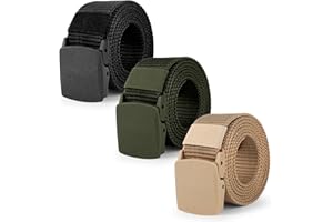 UWOBEFO 3 Pièces Ceinture en Nylon Homme Ceinture Homme Tissu Réglable Sangle de Tissus Homme Unisexe Tressée Belt Sans Métal en Toile pour le Travail 150CM