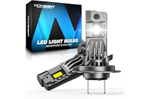 NOVSIGHT H7 LED Headlight Bulbs - 36000LM 100W H7 Headlght Bulb 6500K Cool White Light,1:1 Mini Size Plug and Play Conversion Kit,IP68 Waterproof, Pack of 2
