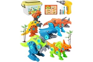 Jovrun Dinosaur Toys for Boys and Girls Aged 3-9 Operation Games Take Apart Dinosaur Gifts with Storage Box Electric Drill Included Ideal Dinosaur Birthday Educational Kids Toys
