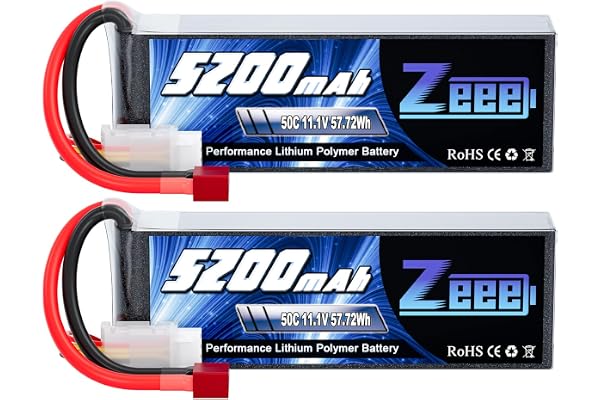Zeee 3S Lipo Batterie 5200mAh 11,1V 50C 3S Batterie RC avec connecteur T pour FPV Racing Drones Vélo de Route Quadcopters Avion Hélicoptère RC Bateau RC Voiture (2 Paquets)