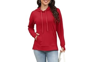 Rvinroo Damen Hoodies Plus Size Sweatshirts Langarm Winter Kapuzenpullover Lässig Kängurutasche Strickwaren