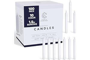 Candle Charisma 100 White Spell Candles - 4" Unscented Paraffin Chime Candles, Smokeless & Dripless, Colored Candles, Long Burn Time 0.43" Thick Taper Candles for Rituals, Witchcraft and Parties