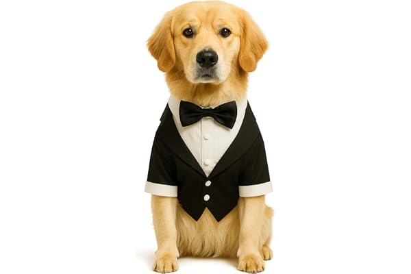 Buraq Formal Dog Tuxedo Suit - Wedding & Party Dress with Bow Tie for Dogs, Luxury Outfit for Birthdays & Special Occasions (XXL)