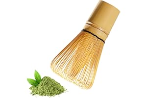 KURKIP Trzepaczka do matchy, bambusowa miotła do herbaty matcha, tradycyjny zestaw startowy do matcha, narzędzia do produkcji miotły matcha, japońska miotła bambusowa matcha whisk bambus - 100 zębów