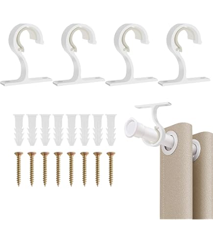 2 Supports De Tringle à Rideaux Plafond Réglables - Pour Tringles ø20-28 Mm, En Alliage Aluminium Blanc