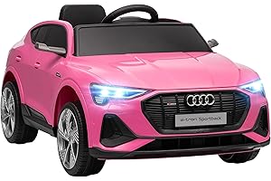 HOMCOM Voiture électrique Enfants sous Licence Audi e-tron Sportback, véhicule électrique 12V Max. 5 Km/h avec télécommande 2,4G, phares LED, Musique, klaxon, Port USB, MP3, Rose