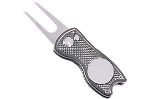 Mile High Life Outil de Divot de Golf Pliable en métal avec Bouton Pop-up et marqueur de Balle magnétique (Multicolore/Forme)