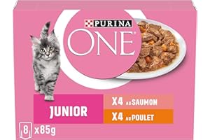 PURINA ONE Chat Kitten Effilés Sauce Saumon Poulet 8x85g
