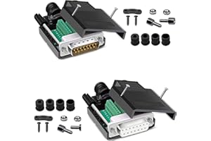 PENGLIN 2PCS Connecteur Mâle Femelle DB15 sans Soudure, 2 rangées de 15 Broches RS232 D-SUB Adaptateur série