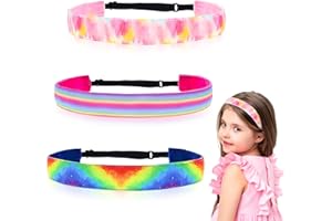 XINJIEDA 3 Piece Kids Headbands For Girls, Non Slip Headbands For Girls Stretchy Headbands For Girls Tie Dye Elastic Headbands Kids Tie Dye Headbands For Kids Girls Stretchy Headbands (4+5+6 color)