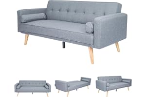 GENERIC Sofa Beds 3 Seater Sofas with Upholstered Convertible Sofas & Couches Couch Adjustable Angle Sofas (Dark Gray)