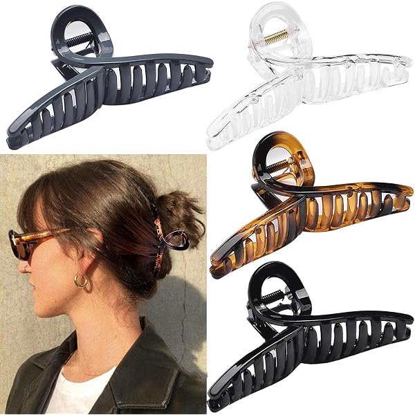 Mollettone Per Capelli Grande In Acetato - Clip Artiglio Donna Gialla 9.8cm - Foto 5