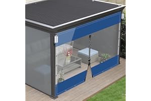 SDLLG Bâche de tonnelle Transparente, avec œillets, PVC, Coupe-Vent, 0,5 mm, imperméable, Rideau de séparation pour extérieur, Garage, terrasses, Jardin, Balcon, 2,5 x 2,6 m (H x L), Bleu, avec 1