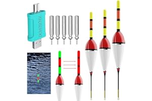 DONGZQAN 3 Pièces Bouchon Lumineux Peche, Flotteur Peche, Flotteurs pour Pêche, Detecteur de Touche Peche avec Boucle Alarme de Touche, pour la Pêche en Mer et La Pêche de Nuit