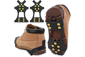 Abeillo Ice Cleats for Shoes and Boots, Silicone Ice Snow Grips Stainless Steel Shoe Spikes Grips, Shoe/Boot Traction Cleat Crampon for Walking on Snow, Ice Anti Slip Footwear