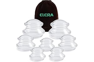 Silicone Massage Cupping Therapy Sets, ELERA Professional Chinese Massage Cups Tools for Joint Pain Relief, Massage Body (7 Cups)